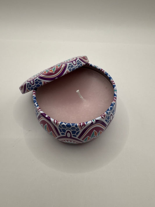 Lavender mandala candle